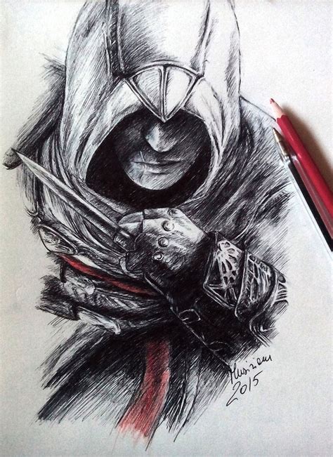 Altair Ibn La Ahad Ballpoint Pen And Red Pencil By Musiriam