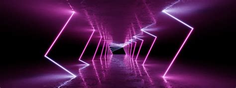 3d Rendering Neon Lights Background Bright Neon Lines Background