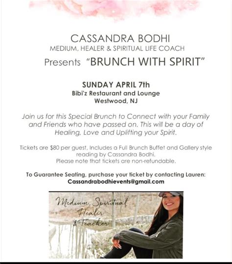 Brunch With Spirit Hosted By Medium And Divine Spiritual Life Coach