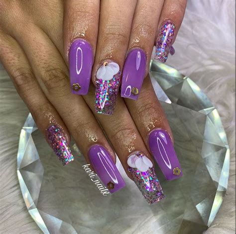 60 Pretty Purple Nails The Glossychic Floral Nail Designs Purple