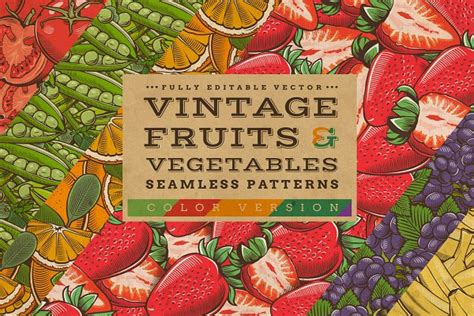 Download Fruits And Vegetables Vintage Patterns