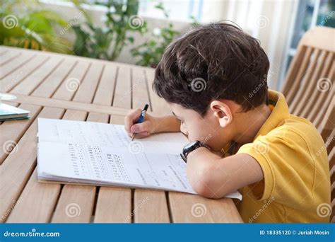 Boy Doing His Homework At Home Stock Photo Image 18335120