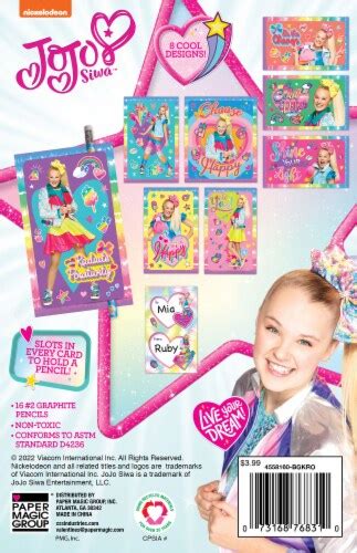 Paper Magic Group Nickelodeon Jojo Siwa Valentine Cards With Pencils