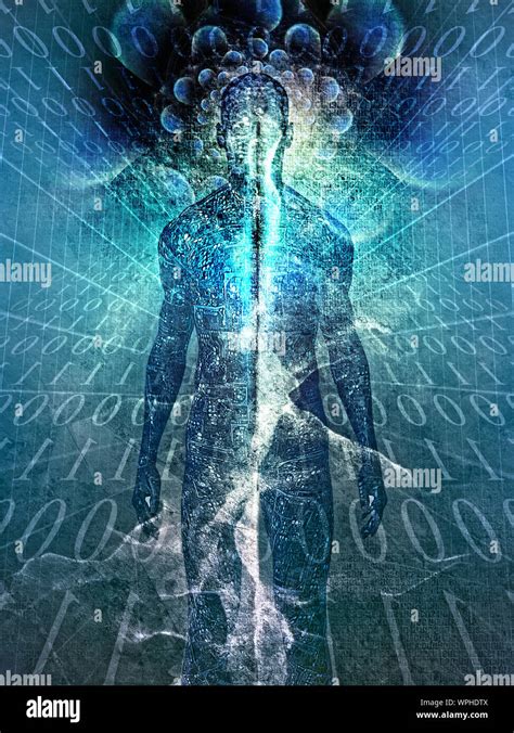 Human Soul Or Energy And Binary Code Stock Photo Alamy