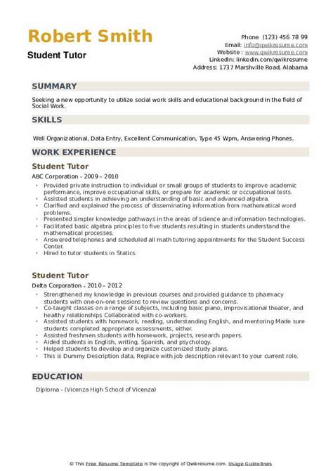 This is the resume section that most depends on the job for which you're applying. Student Tutor Resume Samples | QwikResume