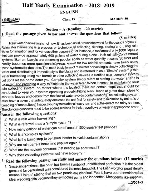 Question Papers Library Class 9 Cbse Half Yearly Examination 2018 2019
