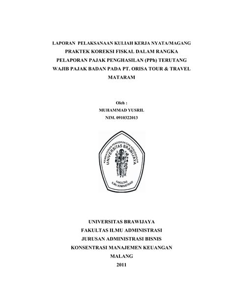 Contoh Laporan Pkl Smk Bisnis Manajemen 10 Contoh Laporan Pkl