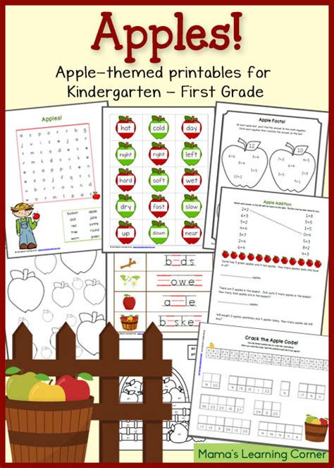 Apple Printables For Kindergarten First Grade Mamas Learning Corner