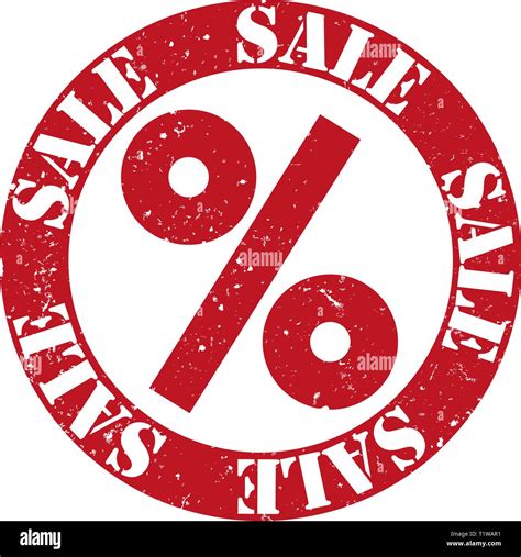 Grungy Red Sale And Discount Rubber Stamp Print With Percentage Sign