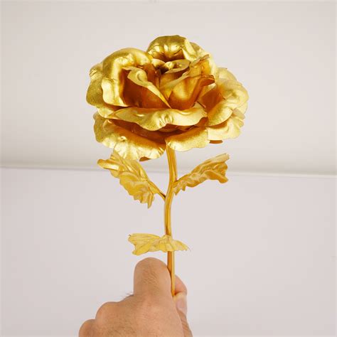 24k Gold Roseartificial Flowers Plastic Long Stem Rose Etsy
