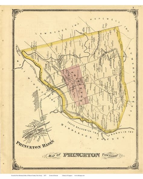 Old Map Town Map Princeton New Jersey