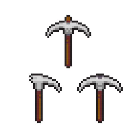 Pickaxe With Different Shape In Pixel Art Style 21195153 Vector Art At