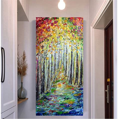 Vertical Painting Original Art Spring Summer Fall Trees Made To Order