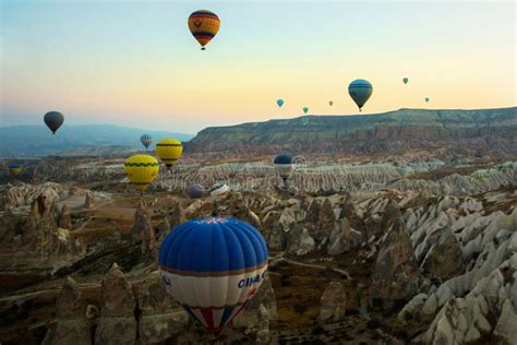 Goreme Turkey Colorful Hot Air Balloons Fly Over Cappadocia Goreme