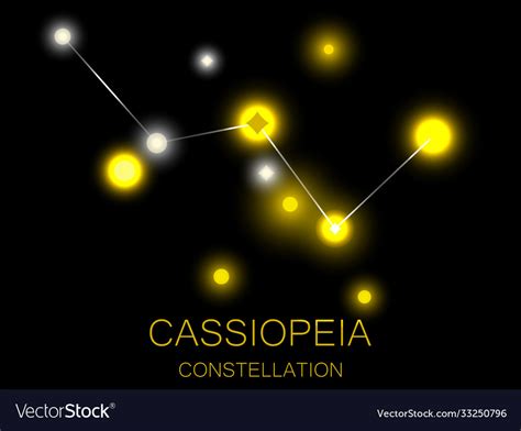 Cassiopeia Constellation Bright Yellow Stars Vector Image
