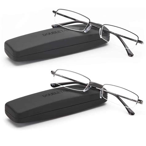 Doubletake Reading Glasses 2 Pairs Compact Case Included Semi Rimless