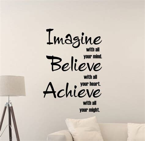 Imagine Believe Achieve Wall Decal Sign Gym Quote Classroom Office