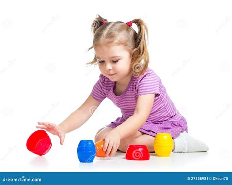 Cute Child Girl Playing With Toys Stock Image Image Of Girl Logic