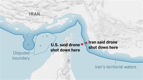 Map Us And Iran Dispute Where Drone Was Shot Down The New York Times