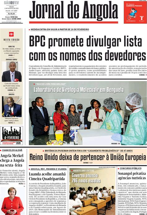 Jornal De Angola Sexta 31 De Janeiro De 2020