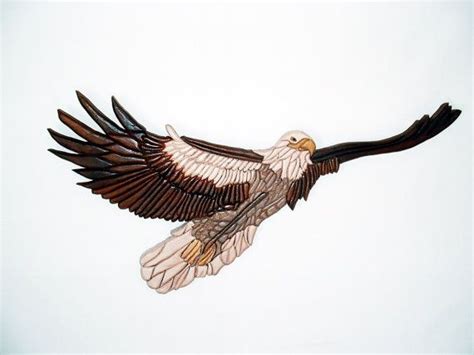 Eagle Wood Sculpture Intarsia Wall Art Etsy Wood Sculpture Eagle