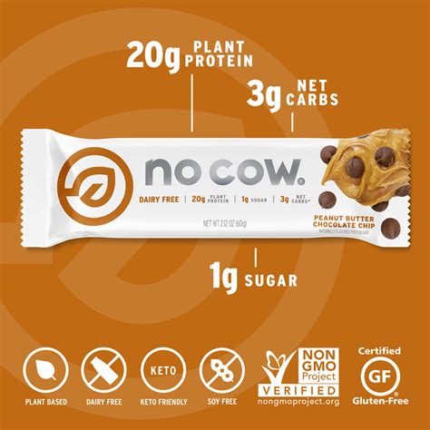 No Cow Vegan Protein Bars Peanut Butter Chocolate Chip