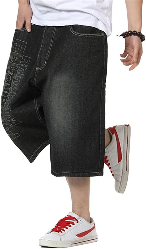 Crazy Mens Hip Hop Embroidery Baggy Jeans Denim Shorts Amazonca Clothing And Accessories