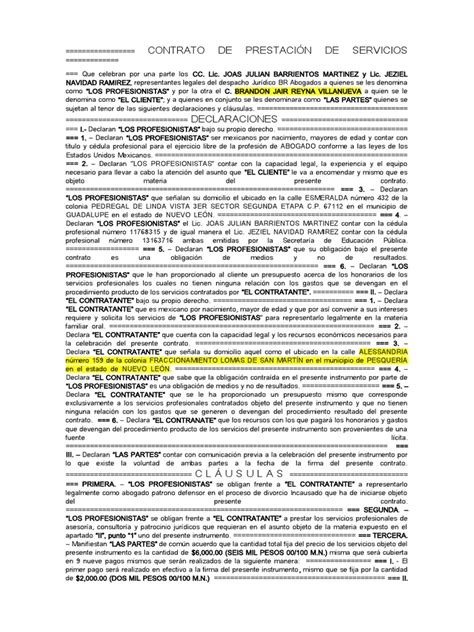 Modelo Contrato De PrestaciÓn De Serviciosdocx Pdf