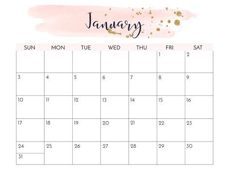 January 2021 Calendar Pretty Calendar Printables Free Blank