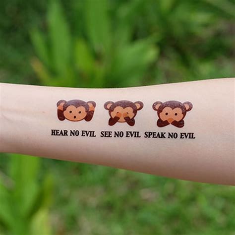 To 'see no evil', you can either cover your eyes and literally not see it, or pay no attention. New Potatoo Temporary Tattoo Hear No Evil See No Evil ...