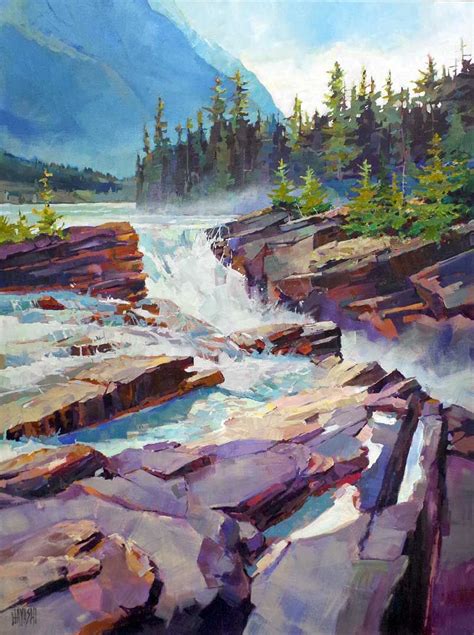 Kicking Horse River 60 X 40 Acrylic On Canvas By Randy Hayashi