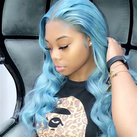 Pin By Princess On Straight Wavy Hair Blue Hair Black Girl Light