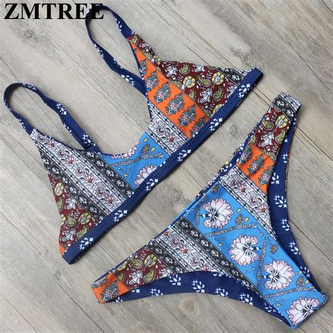 Buy Zmtree Bikini 2017 Retro Printed Bikini Set Women
