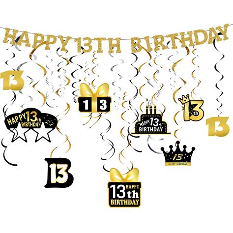 Buy WILLBOND Th Birthday Decoration Kit Happy Th Birthday Banner Shiny Glitter Hanging Swirl