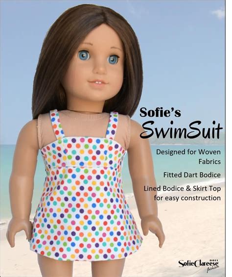 sofie s just for wovens swimsuit and coverup 18 doll clothes pattern 18 inch doll clothes
