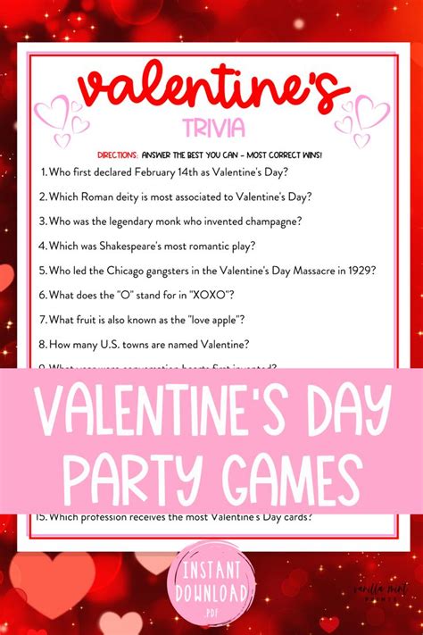 Valentines Day Party Game With Hearts On It And The Words Valentines