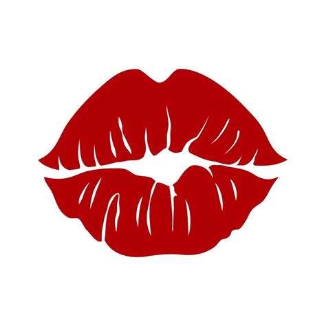 Print Of Red Lips Valentines Day Kiss Icon Vector Illustration On A