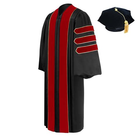 Deluxe Doctoral Academic Gown Hood And Tam Package Graduation Cap