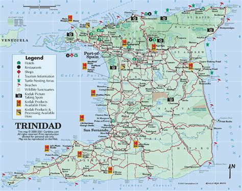 Карта Тринидада и Тобаго остров Тринидад Map of Trinidad and Tobago