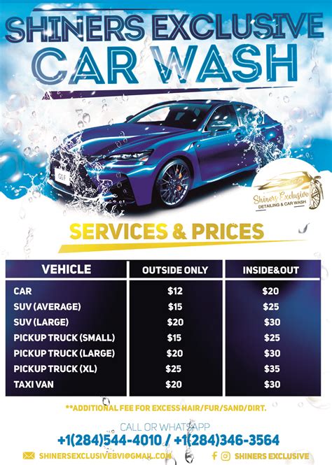 Scheduled a car wash same day. Shiners Exclusive car wash price list. | Car wash services ...