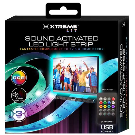 Xtreme 3ft Sound Activated Led Strip Customizable Multicolor Rgb