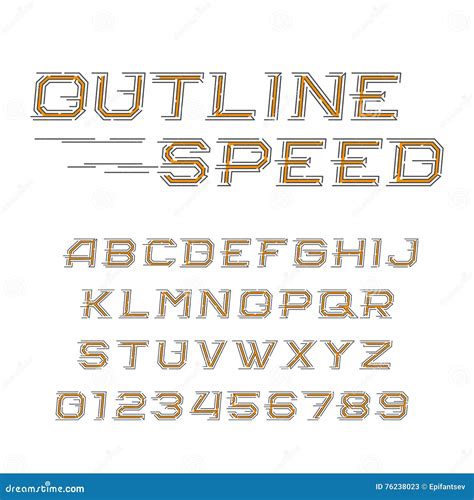 Outline Speed Alphabet Font Oblique Letters And Numbers In Line Style