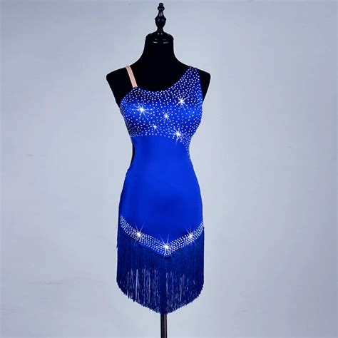 Buy Custom Vestido Sexy Latin Dance Dresses For Sale Women Royal Blue Tassel