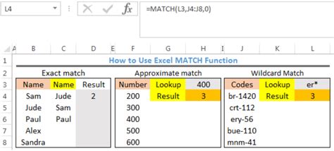 How To Use Match Function In Excel