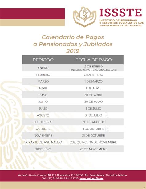 Calendario De Pagos A Pensionados Y Jubilados 2019 Instituto De