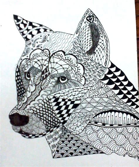 Wolf zentangle I created for my youngest son Created by me - Sunny