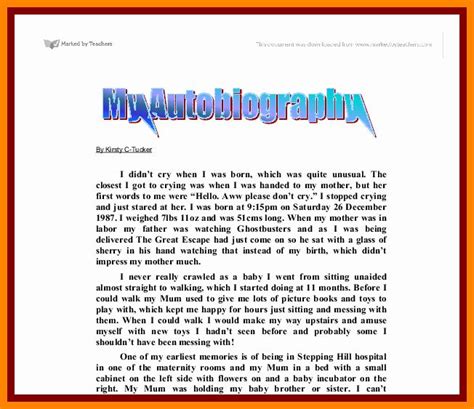 autobiography template  elementary students beautiful biography