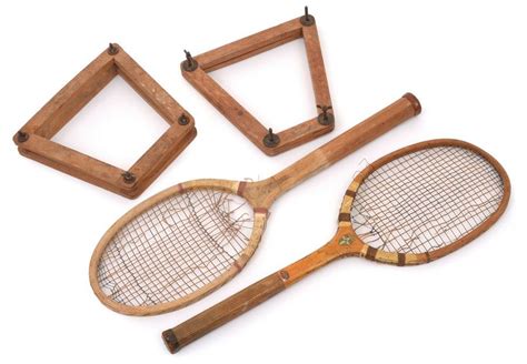 Two Wooden Tennis Racquets With Presses Including Slazenger Sporting