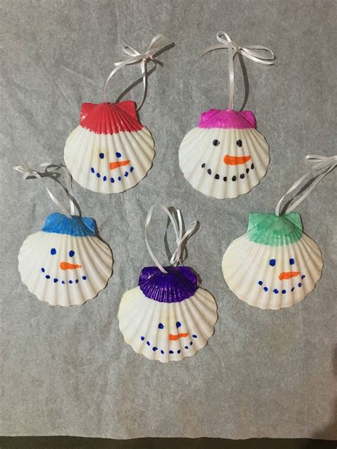 Christmas Scallop Shell Ornaments Etsy Seashell Crafts Handmade