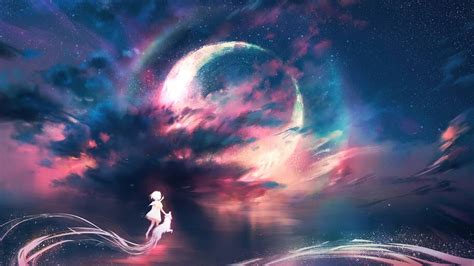 Anime Art Sky Moon Scenery 4k 62605 Wallpaper